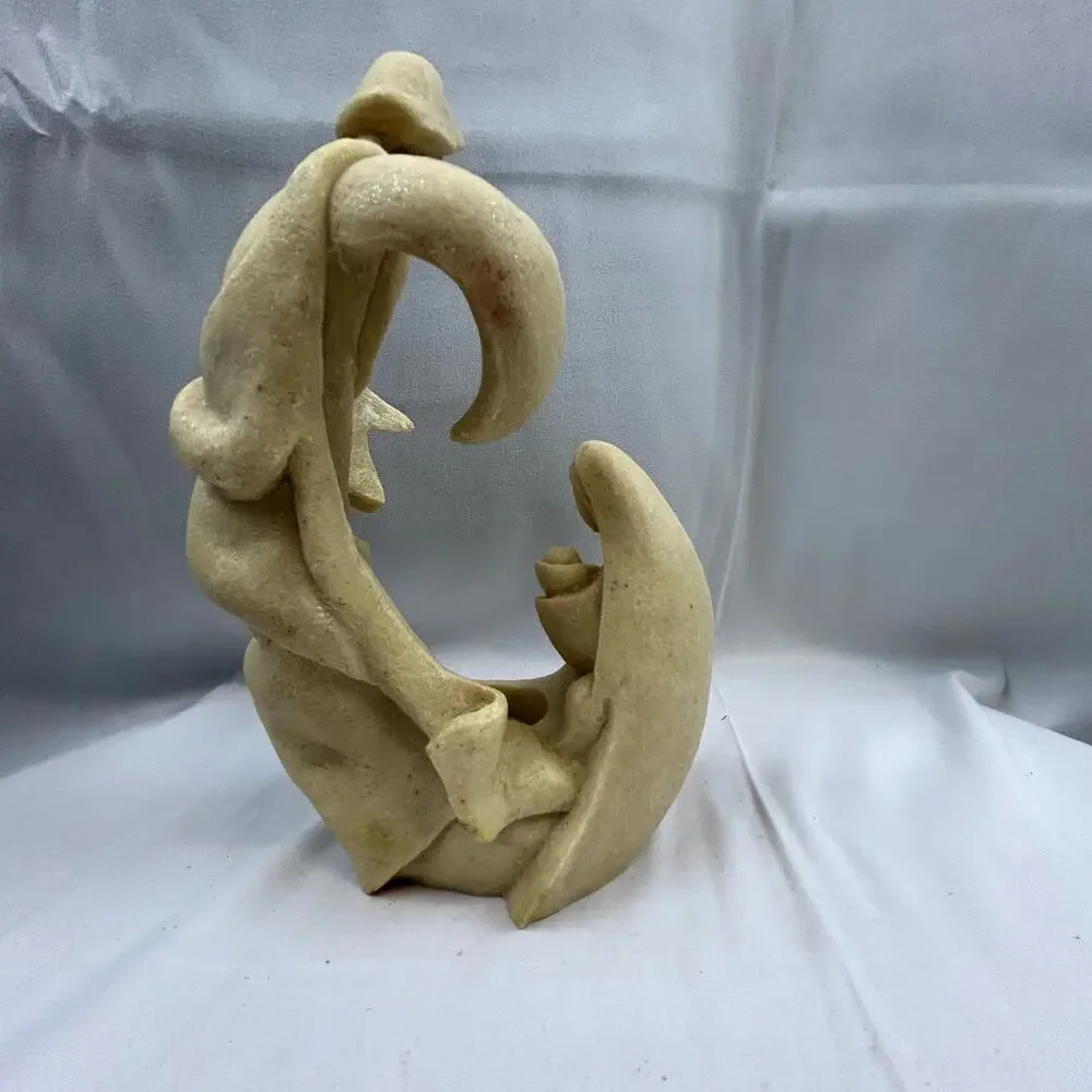 SKU2184 Holy Family Nativity Tea Light Candle Holder Mary Jesus Joseph Sandstone